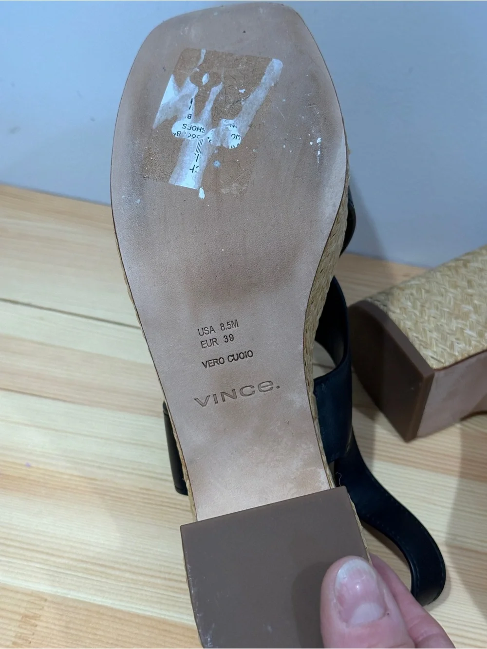 New Vince Clementina Black Leather Platform Slingback Sandals – Size 39 (8.5)